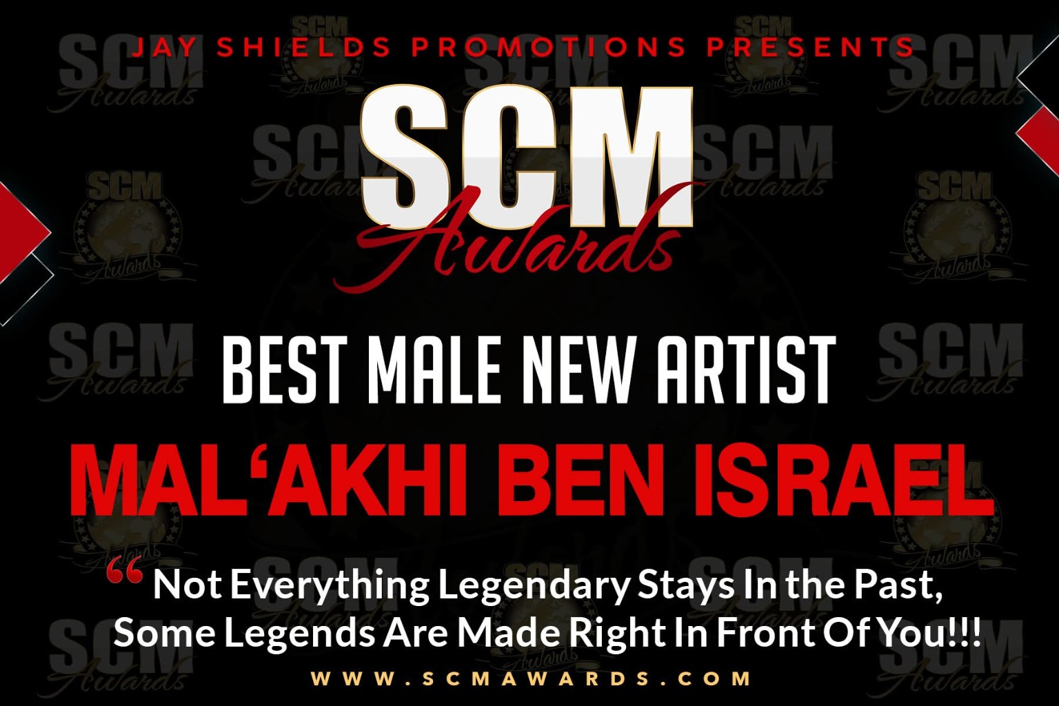 Official SCM Awards Best Male New Artist announcement for Mal’akhi Ben Israel