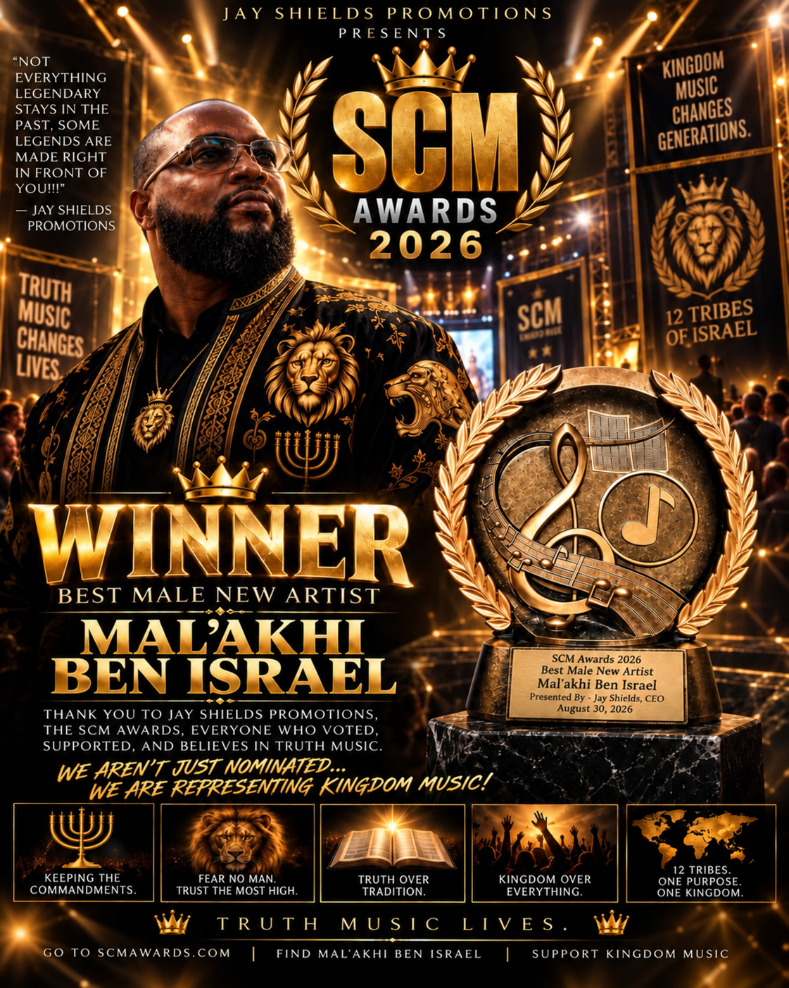 Mal’akhi Ben Israel wins Best Male New Artist at the 2026 SCM Awards
